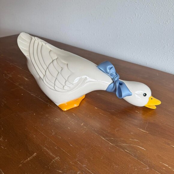 Vintage Ceramic Cottage Duck, Blue Ribbon Goose - Picture 3 of 8